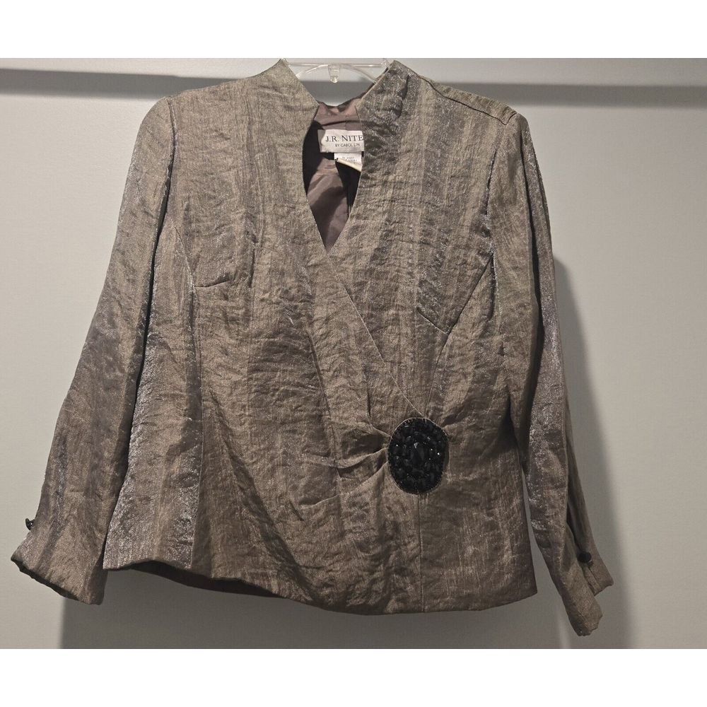 J.R. Nites Carol Lin Olive Green Evening‎ Party Cocktail Dress Jacket size 12